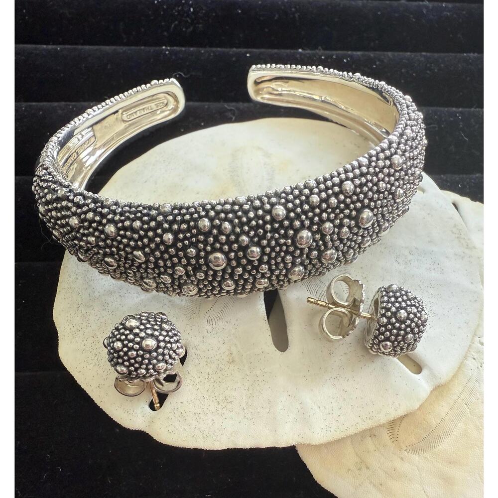 Michael Dawkins Starry Night Hinged Cuff w/ matching stud earrings in 925 SS